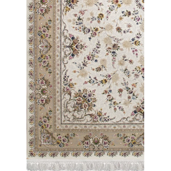 Machine Made Rug 1200 Reeds Density 3600 High Relief Design Pooyan Cream
