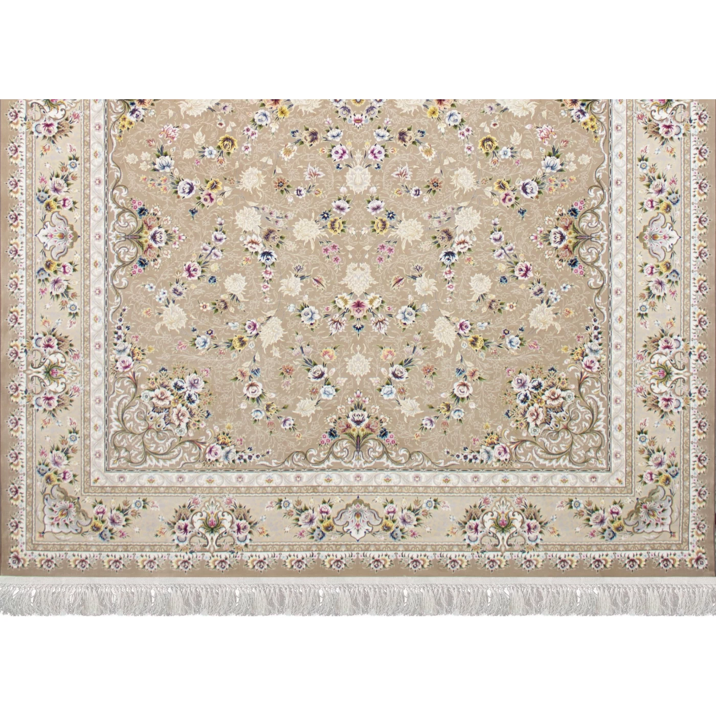 فرش ماشینی ۱۲۰۰ شانه تراکم ۳۶۰۰ گل برجسته طرح پویان نسکافه ای