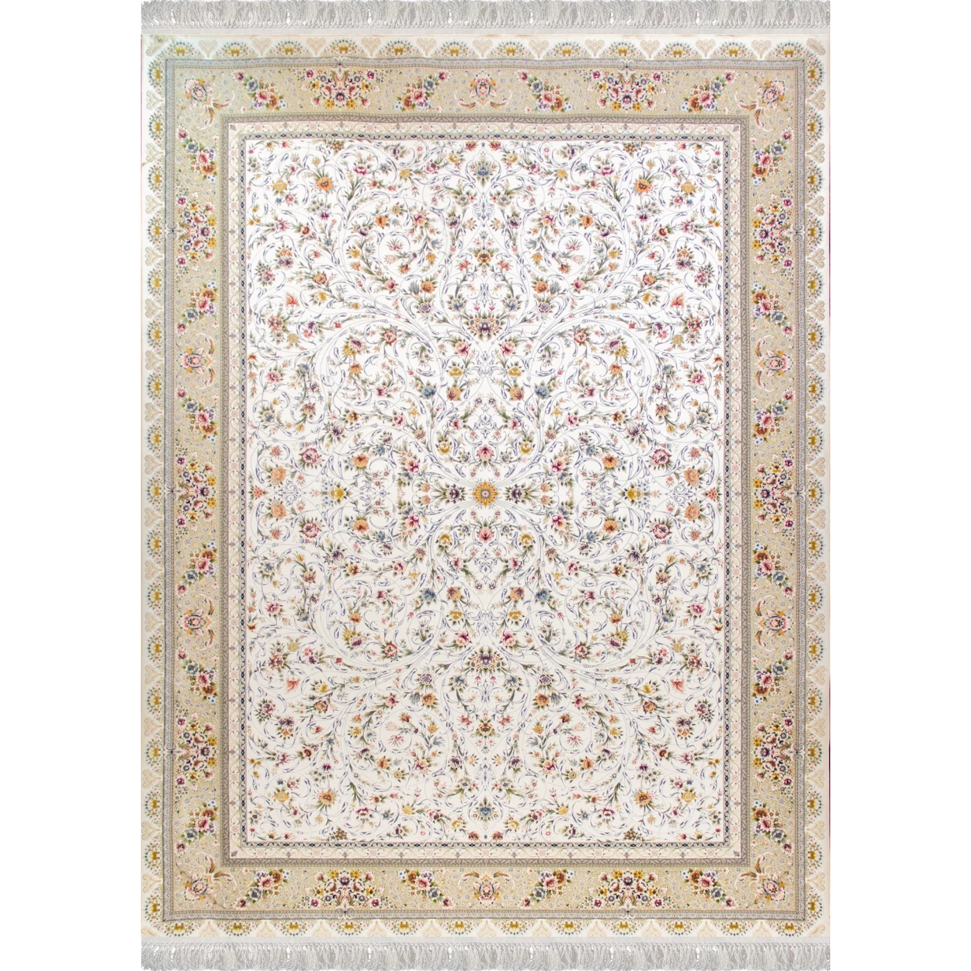 فرش ماشینی 1200 شانه تراکم 3600 طرح سروناز کرم