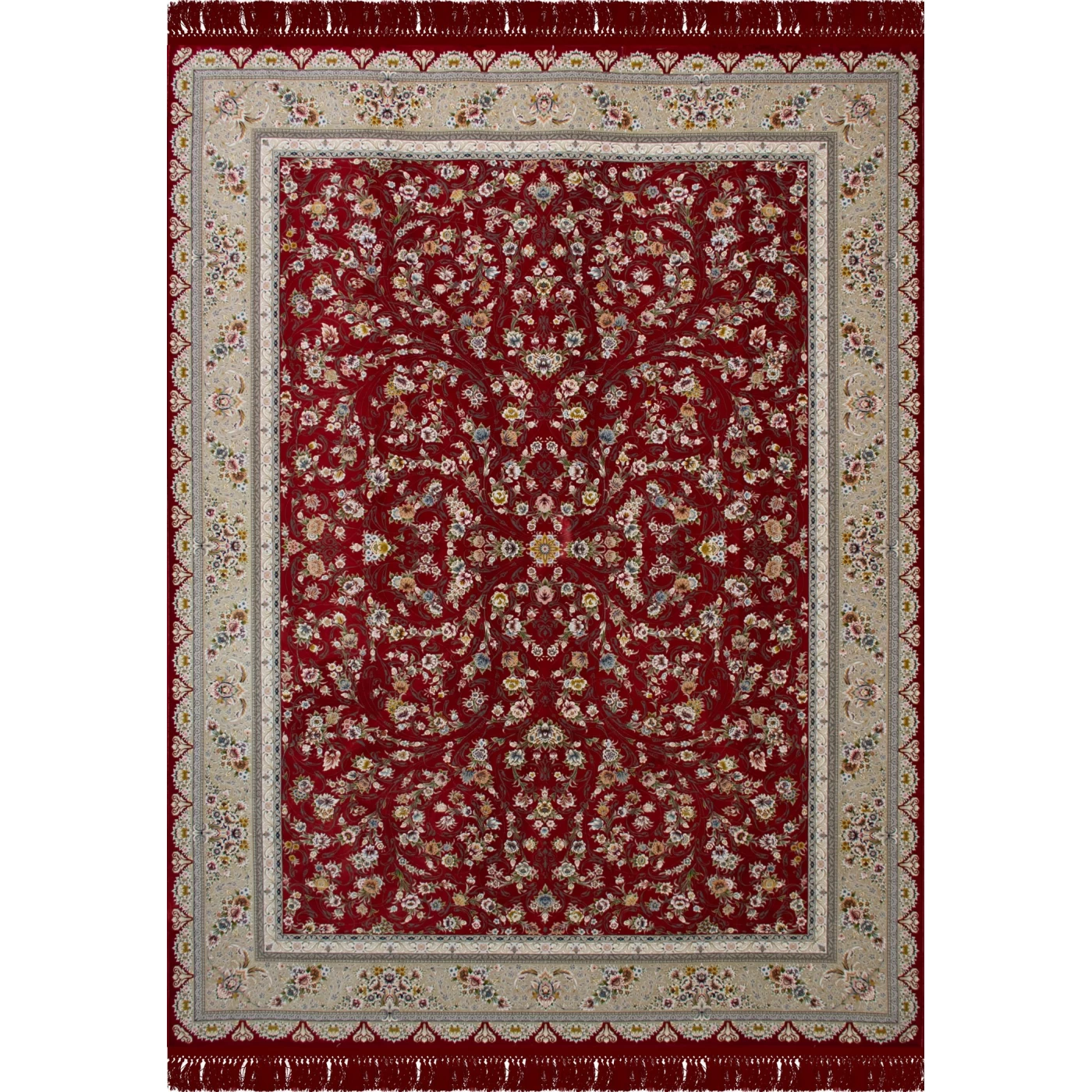 فرش ماشینی ۱۲۰۰ شانه تراکم ۳۶۰۰ گل برجسته طرح سروناز لاکی