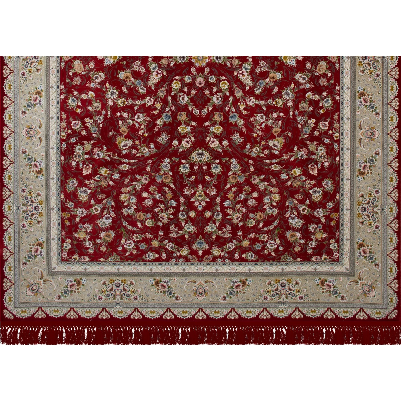 فرش ماشینی ۱۲۰۰ شانه تراکم ۳۶۰۰ گل برجسته طرح سروناز لاکی