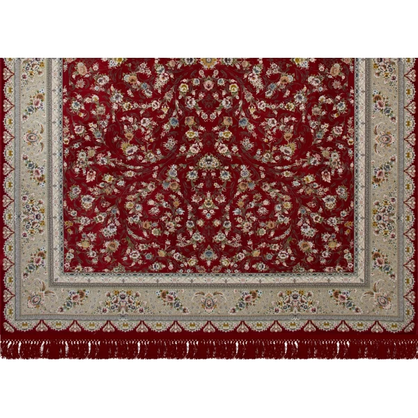 فرش ماشینی ۱۲۰۰ شانه تراکم ۳۶۰۰ گل برجسته طرح سروناز لاکی