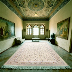 Machine Made Rug 1200 Reeds Density 3600 High Relief Design Sarvenaz Beige - Bazar Rug - 1200 Reeds Machine Made Carpet