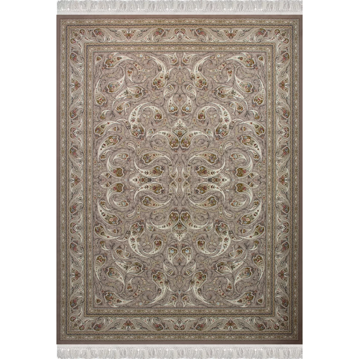 	فرش ماشینی 1500 شانه تراکم 4500 برجسته طرح افشان ماهی یاسی