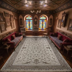 فرش ماشینی 1500 شانه تراکم 4500 برجسته طرح دیار کرم - بازارفرش - فرش 1500 شانه