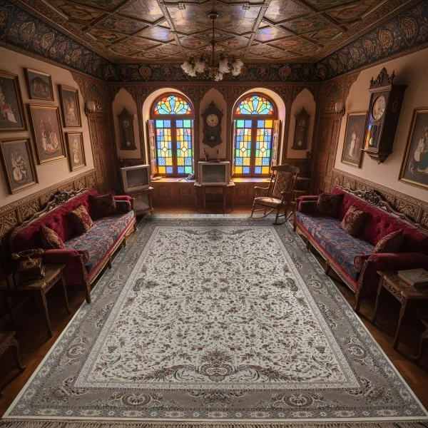 فرش ماشینی 1500 شانه تراکم 4500 برجسته طرح دیار کرم