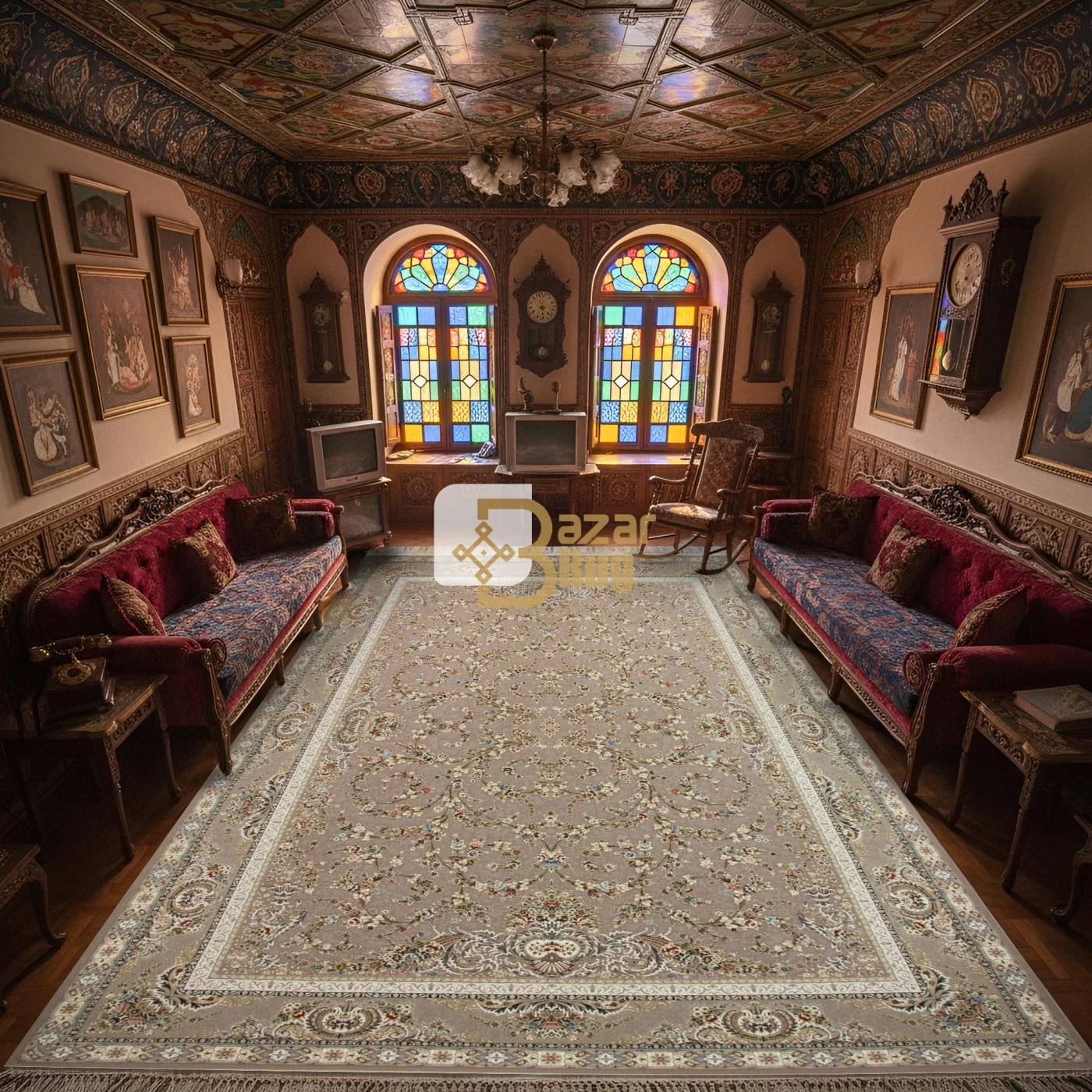 فرش ماشینی 1500 شانه تراکم 4500 برجسته طرح دیار یاسی