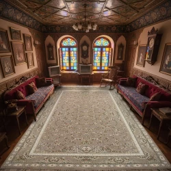 فرش ماشینی 1500 شانه تراکم 4500 برجسته طرح دیار یاسی - بازارفرش - فرش 1500 شانه