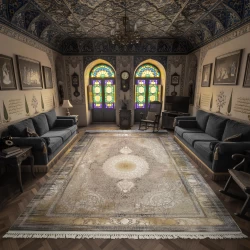 فرش ماشینی 1500 شانه تراکم 4500 برجسته طرح فرید یاسی - بازارفرش - فرش 1500 شانه