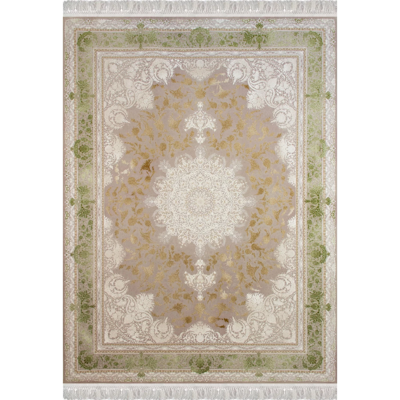 فرش ماشینی 1500 شانه تراکم 4500 برجسته طرح هدا یاسی طلایی