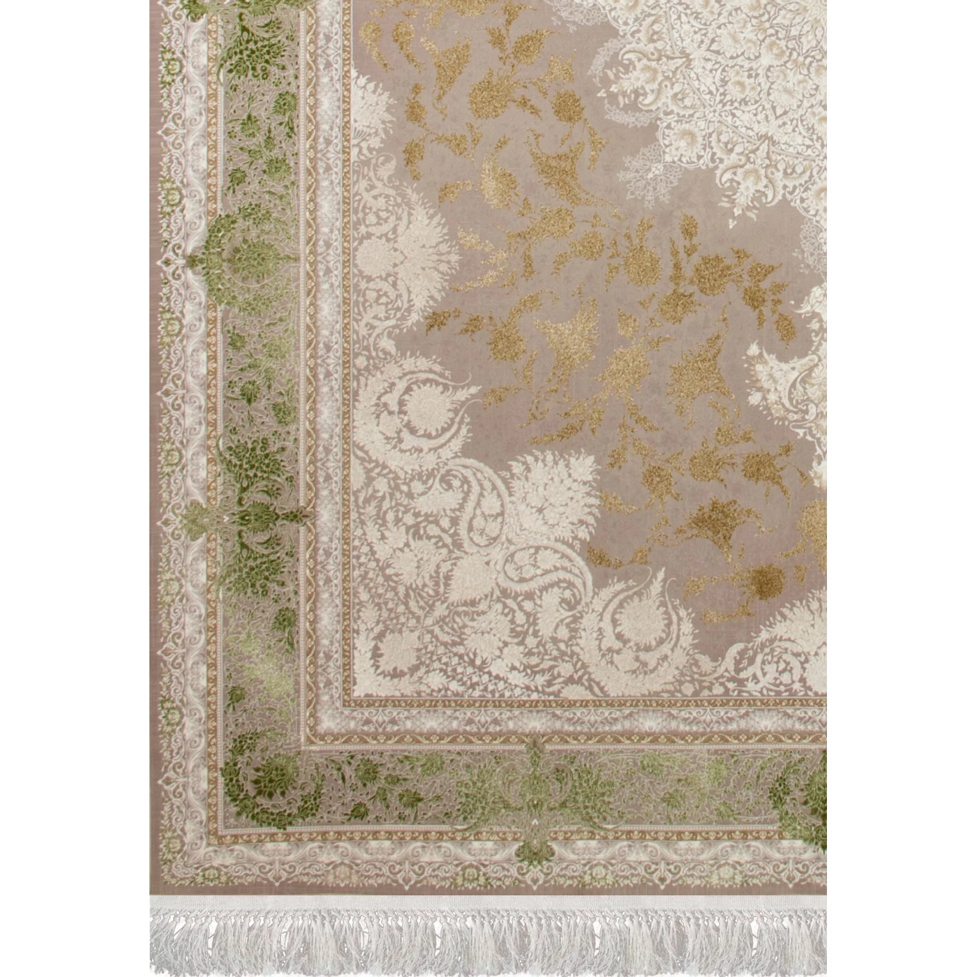 فرش ماشینی 1500 شانه تراکم 4500 برجسته طرح هدا یاسی طلایی