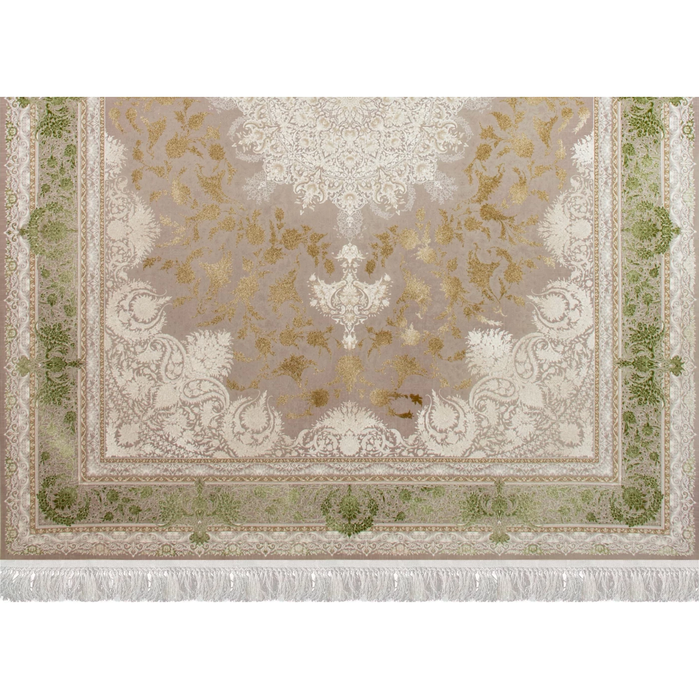 فرش ماشینی 1500 شانه تراکم 4500 برجسته طرح هدا یاسی طلایی