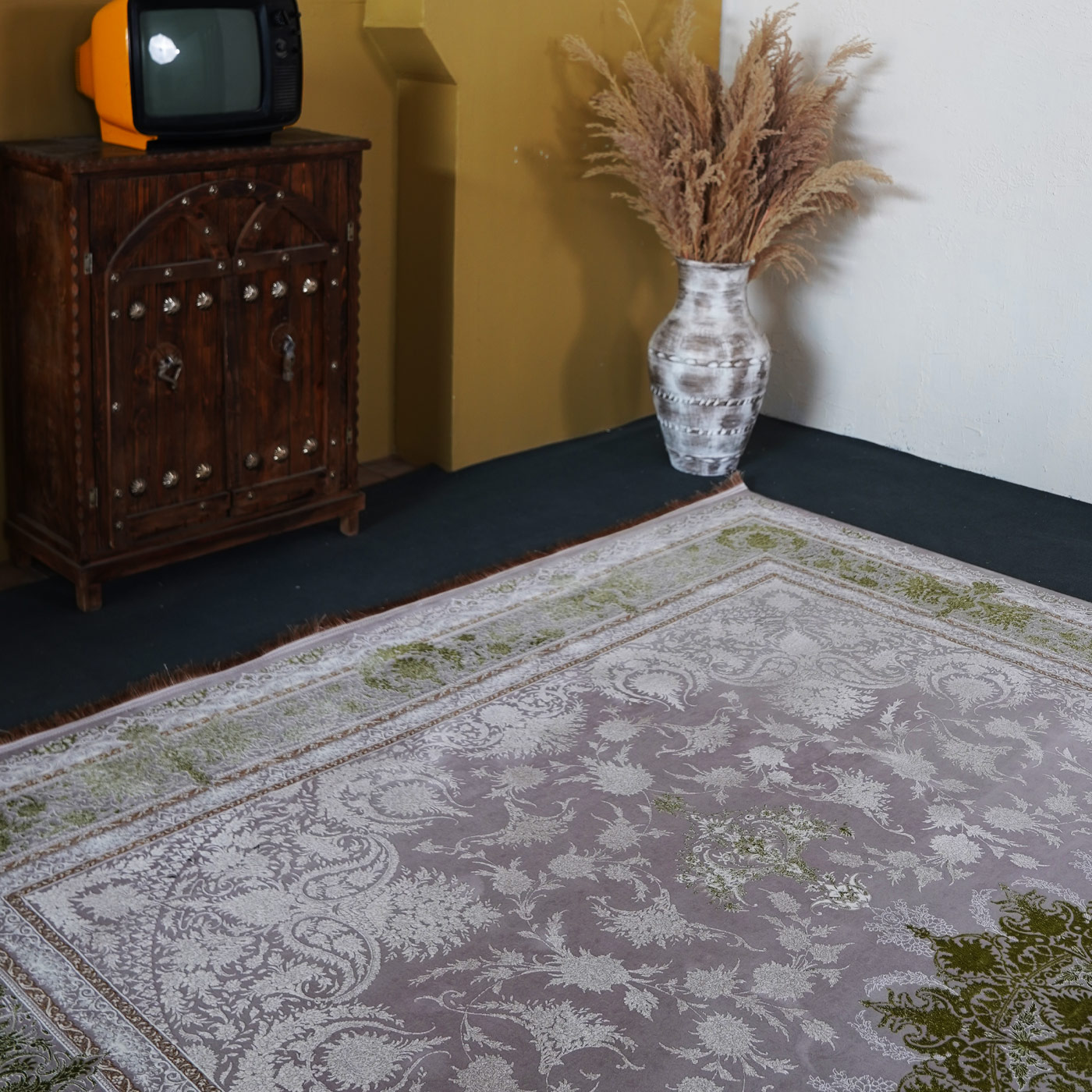 فرش ماشینی 1500 شانه تراکم 4500 برجسته طرح هدا یاسی بژ