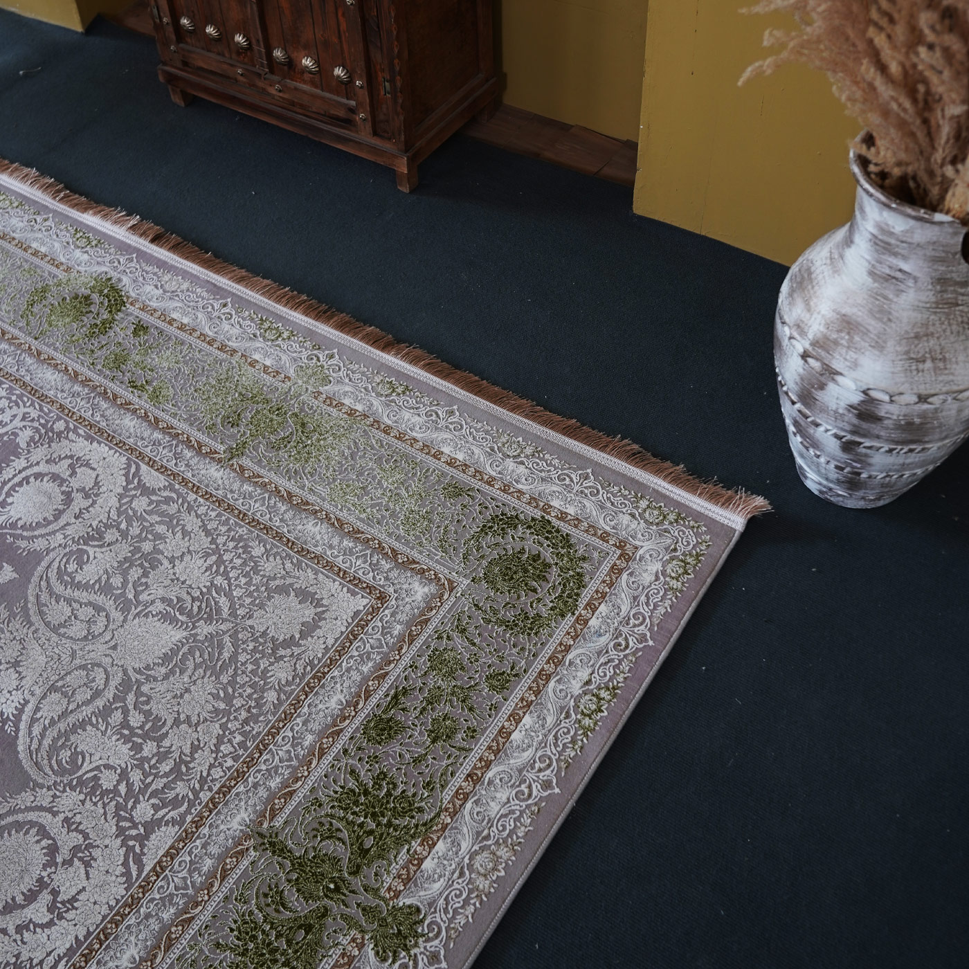 فرش ماشینی 1500 شانه تراکم 4500 برجسته طرح هدا یاسی بژ