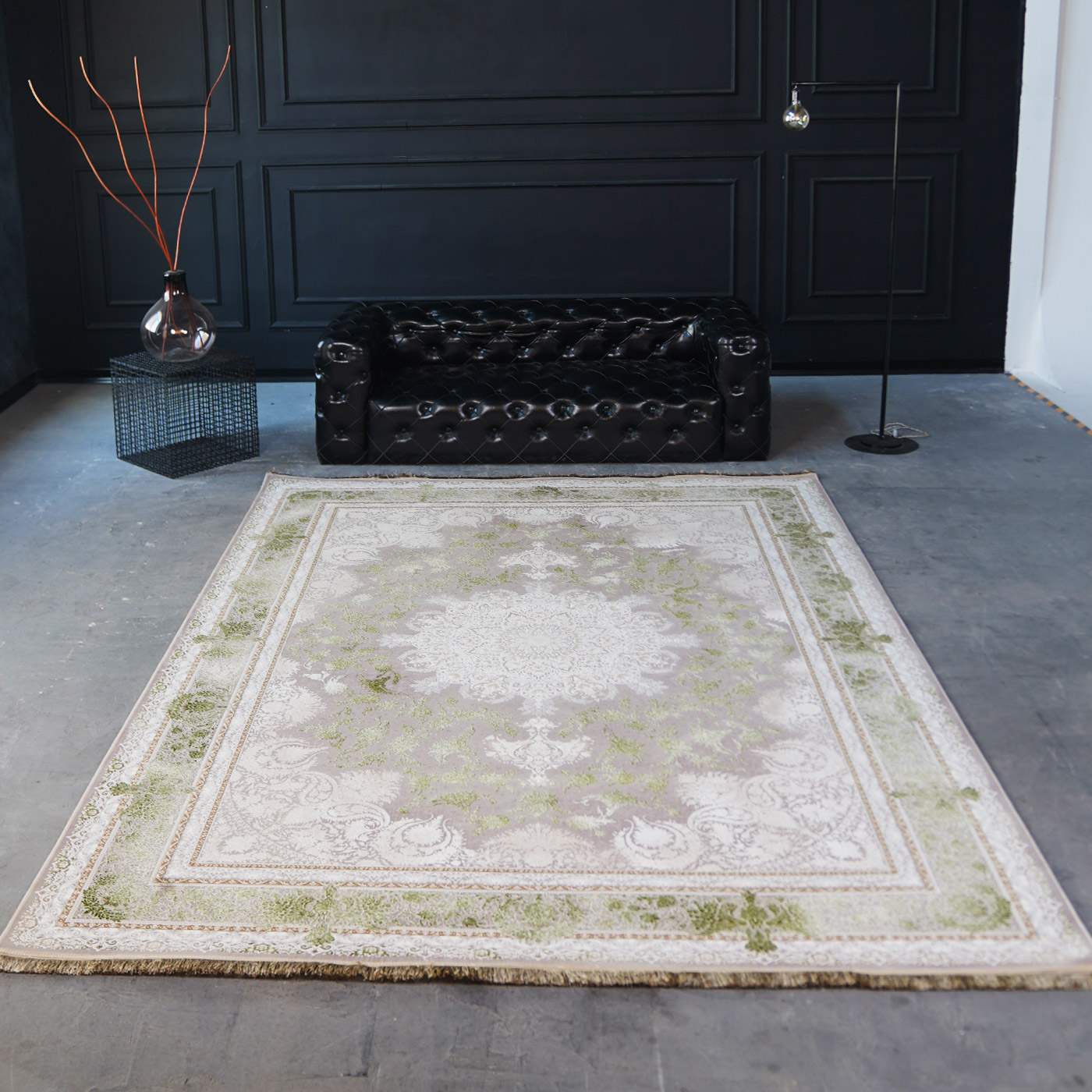 فرش ماشینی 1500 شانه تراکم 4500 برجسته طرح هدا یاسی سبز