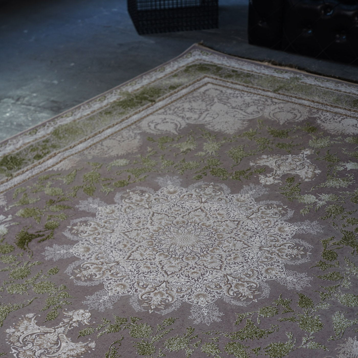 فرش ماشینی 1500 شانه تراکم 4500 برجسته طرح هدا یاسی سبز