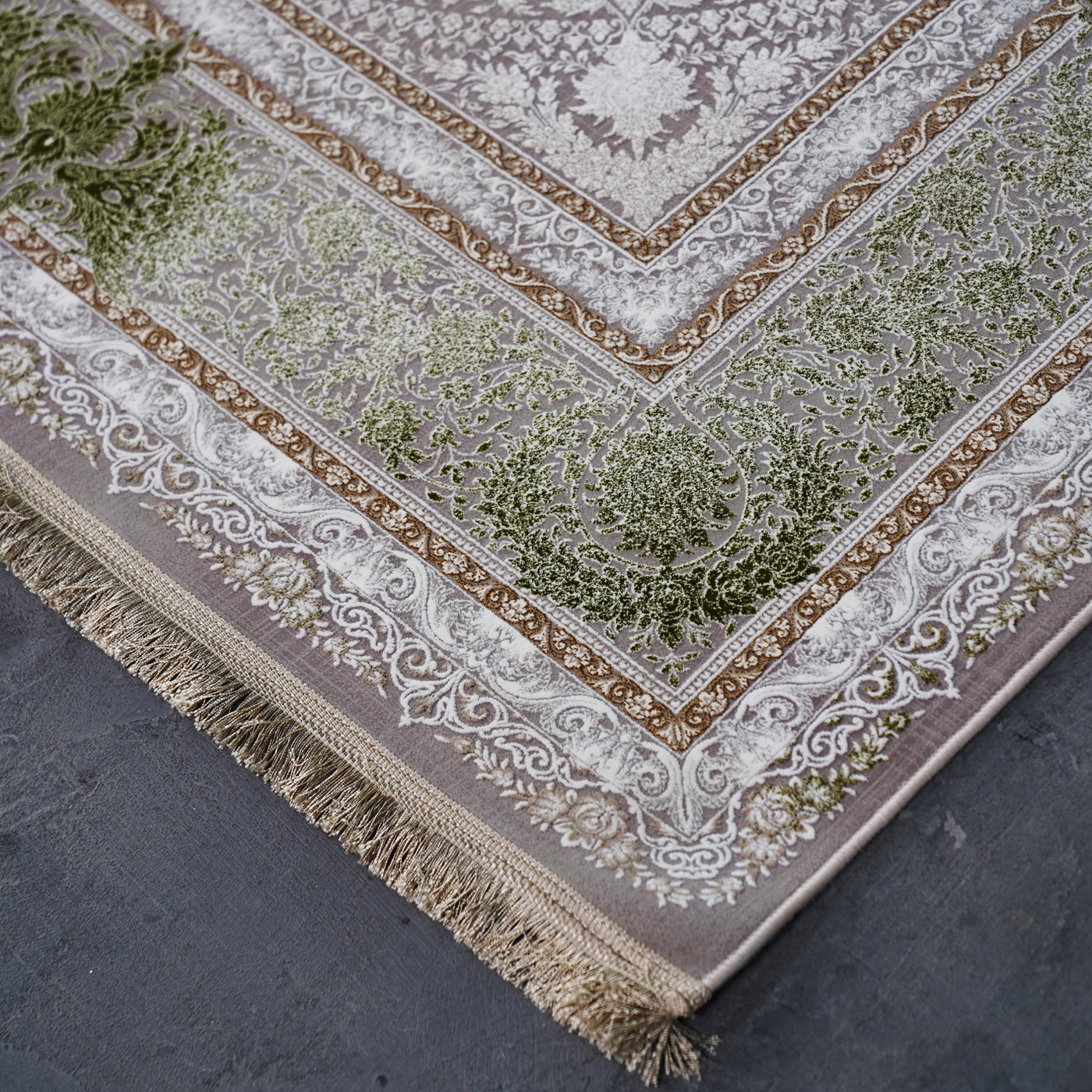 فرش ماشینی 1500 شانه تراکم 4500 برجسته طرح هدا یاسی سبز