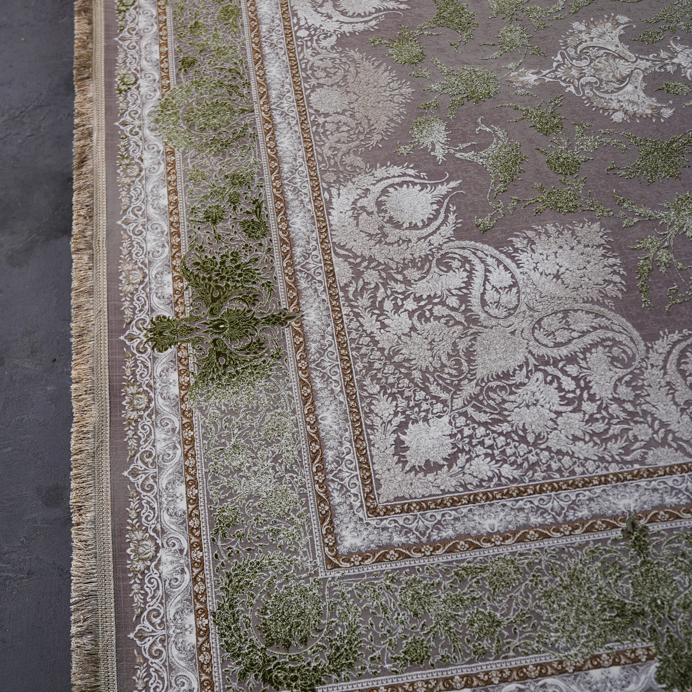 فرش ماشینی 1500 شانه تراکم 4500 برجسته طرح هدا یاسی سبز