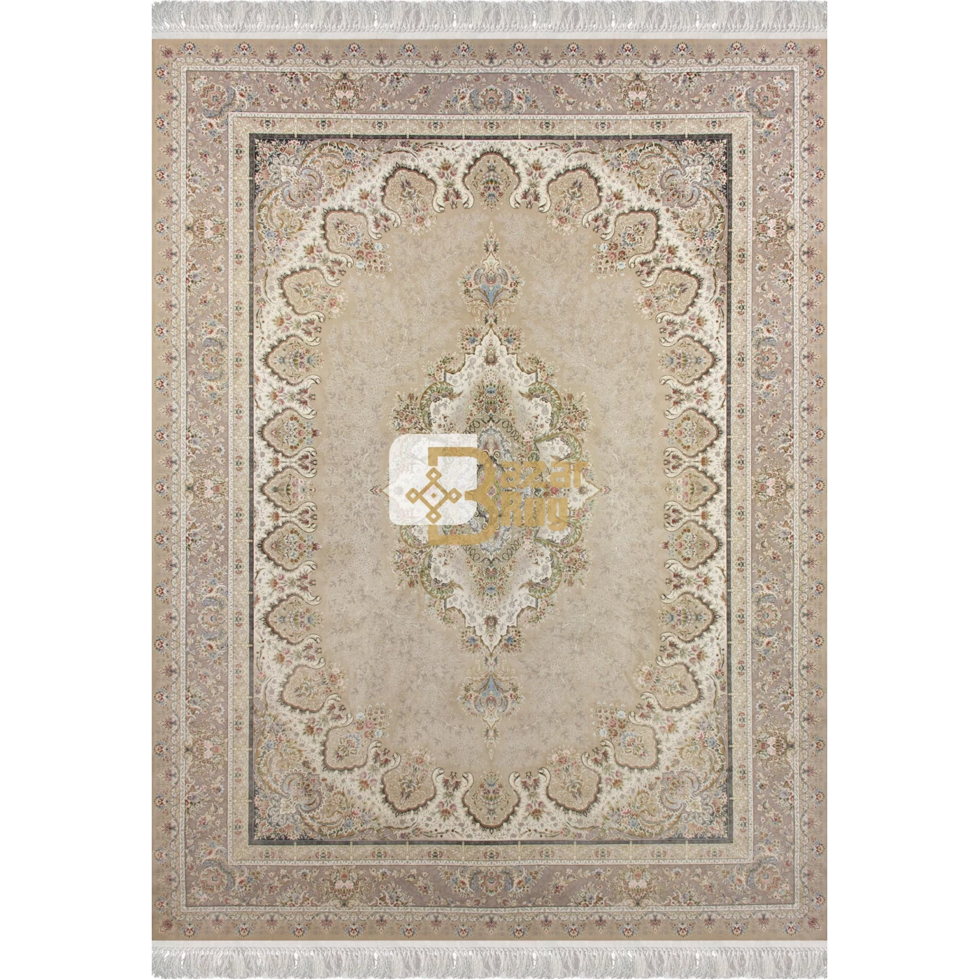 فرش ماشینی 1500 شانه تراکم 4500 برجسته طرح شکیبا بژ