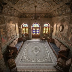 فرش ماشینی 1500 شانه تراکم 4500 برجسته طرح شکیبا صدفی - بازارفرش - فرش 1500 شانه