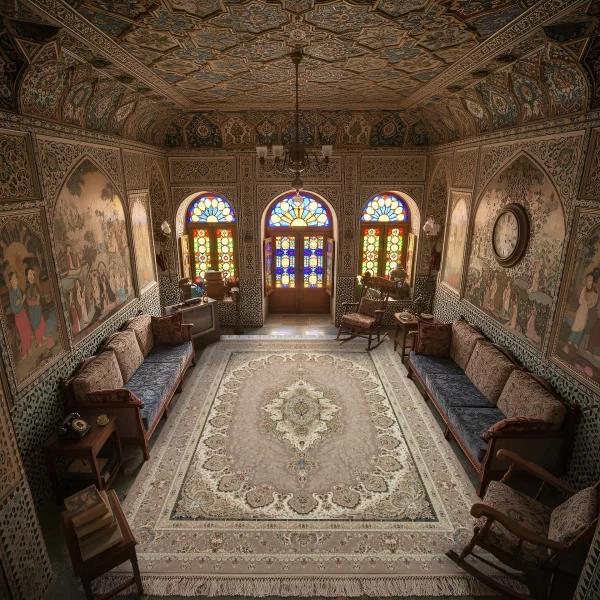 فرش ماشینی 1500 شانه تراکم 4500 برجسته طرح شکیبا یاسی