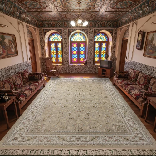 فرش ماشینی 1500 شانه تراکم 4500 برجسته طرح شروین بژ