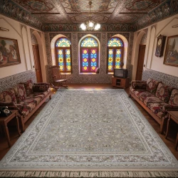 فرش ماشینی 1500 شانه تراکم 4500 برجسته طرح شروین صدفی - بازارفرش - فرش 1500 شانه