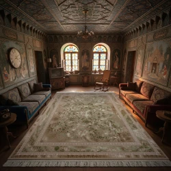 فرش ماشینی 1500 شانه تراکم 4500 برجسته طرح سلین بژ - بازارفرش - فرش 1500 شانه