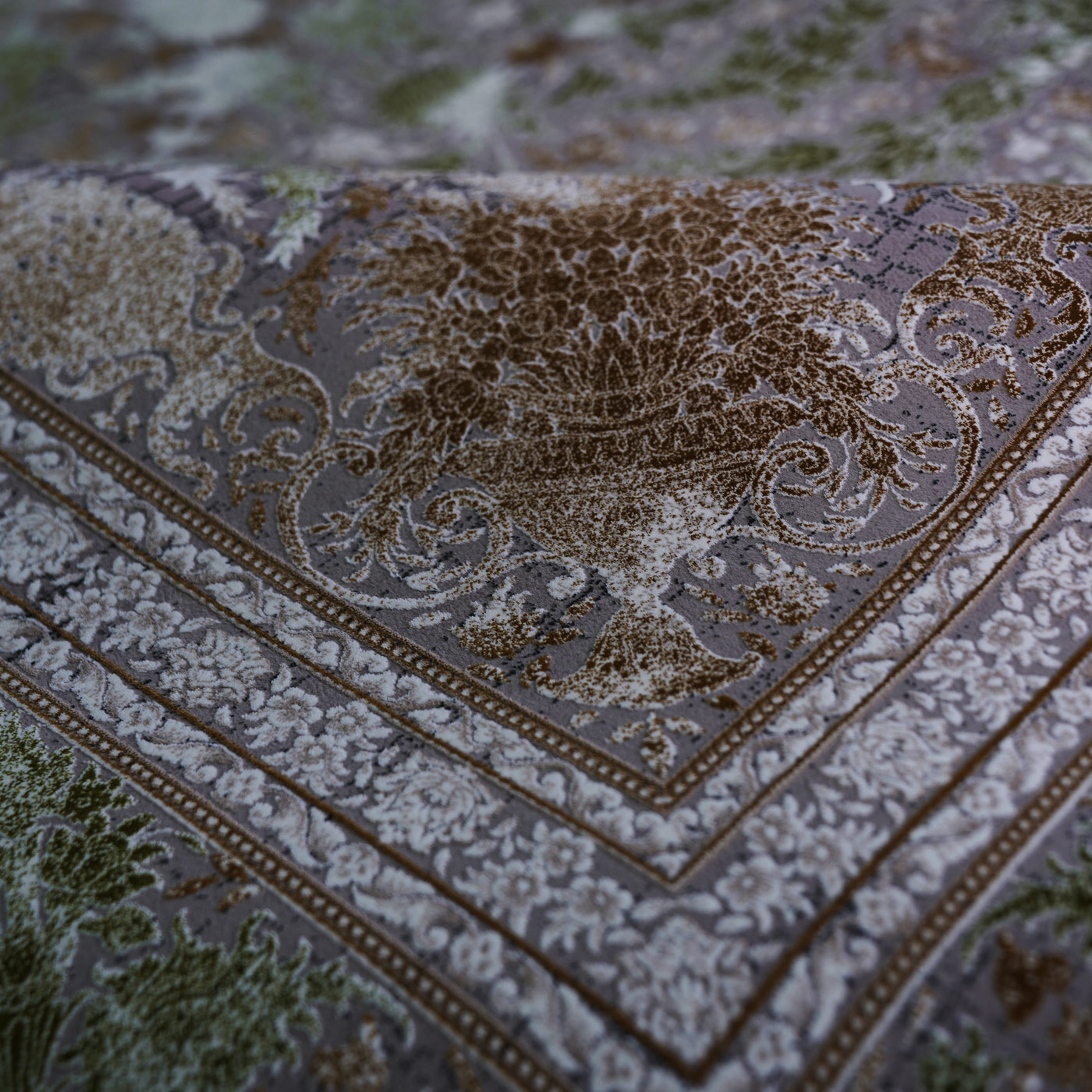 فرش ماشینی 1500 شانه تراکم 4500 برجسته طرح سلین یاسی