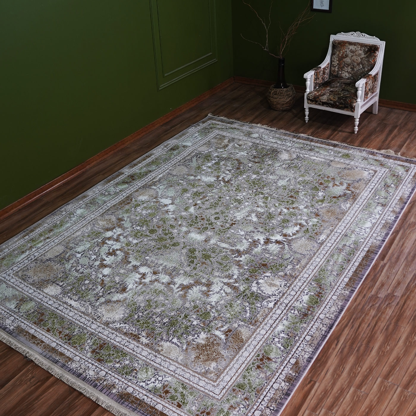 فرش ماشینی 1500 شانه تراکم 4500 برجسته طرح سلین یاسی