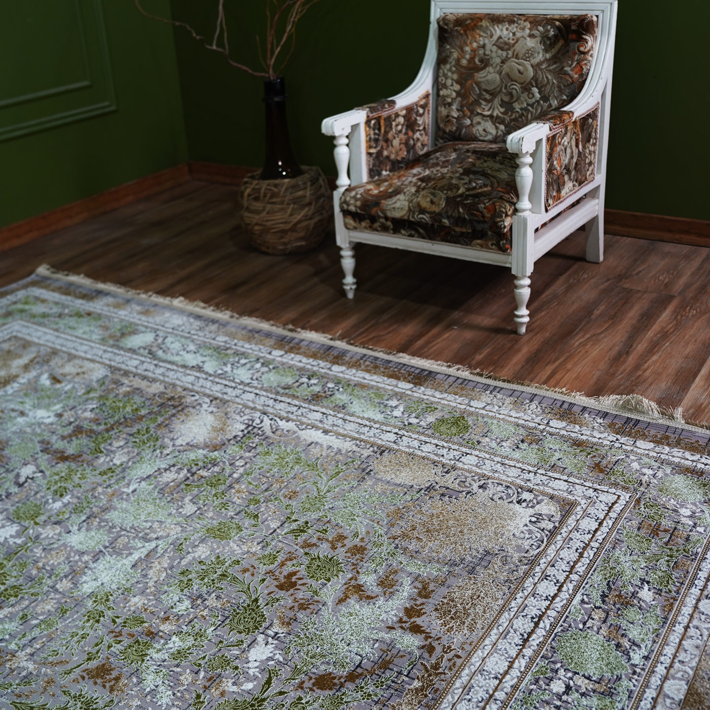 فرش ماشینی 1500 شانه تراکم 4500 برجسته طرح سلین یاسی