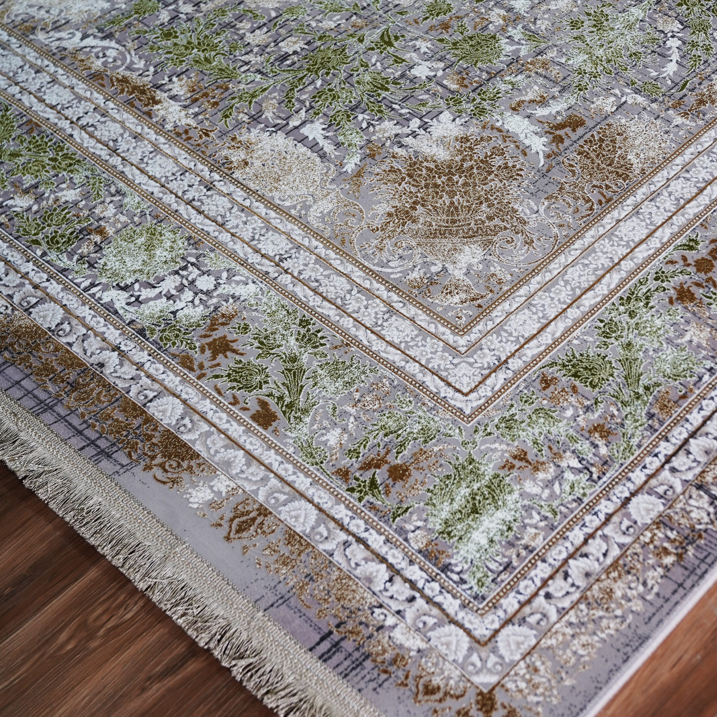 فرش ماشینی 1500 شانه تراکم 4500 برجسته طرح سلین یاسی