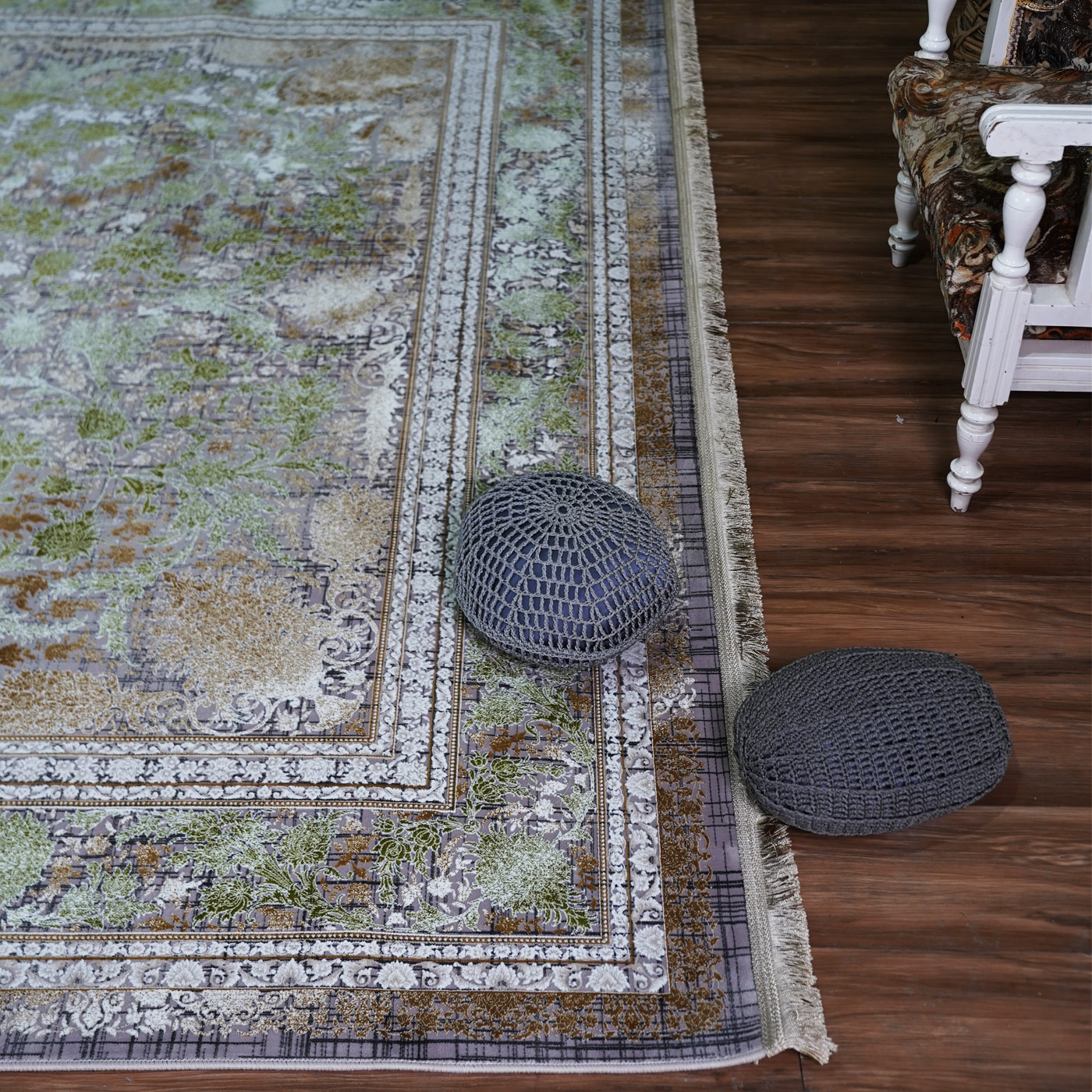 فرش ماشینی 1500 شانه تراکم 4500 برجسته طرح سلین یاسی