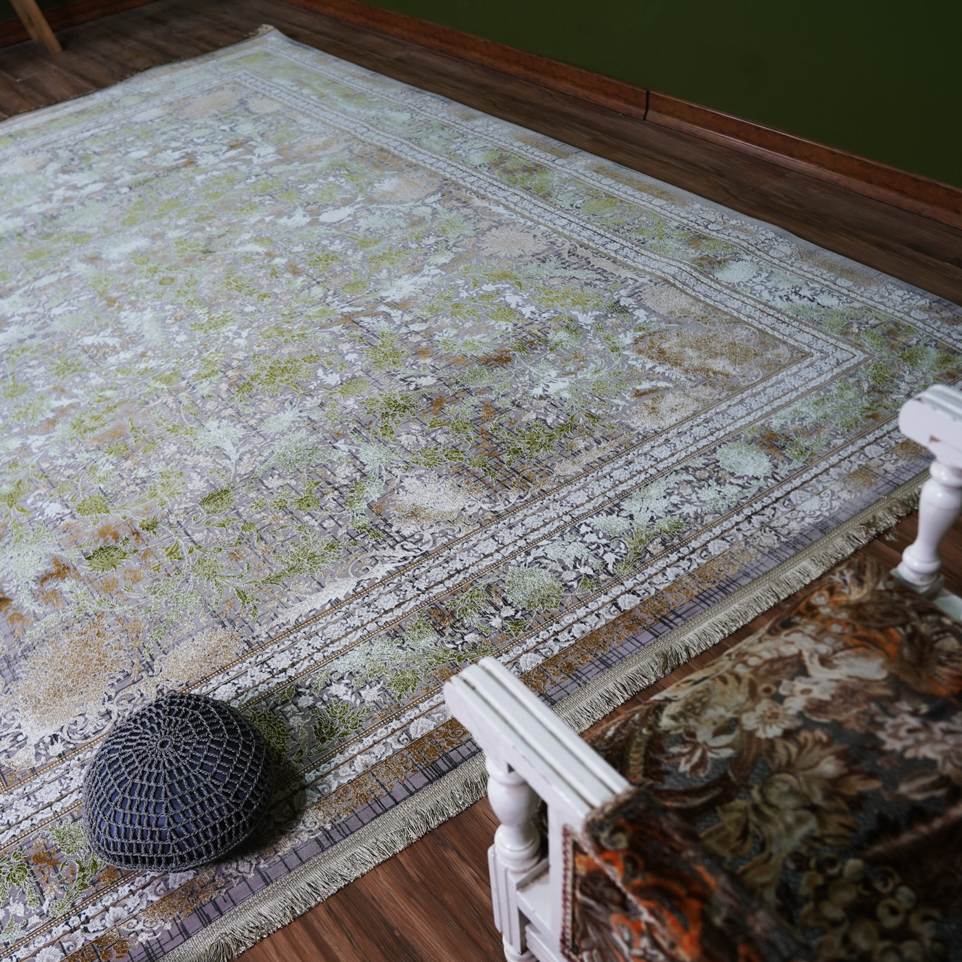 فرش ماشینی 1500 شانه تراکم 4500 برجسته طرح سلین یاسی