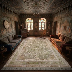 فرش ماشینی 1500 شانه تراکم 4500 برجسته طرح سلین یاسی - بازارفرش - فرش 1500 شانه