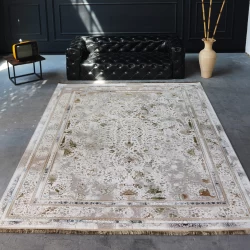 فرش ماشینی 1500 شانه تراکم 4500 برجسته طرح سولان کرم - بازارفرش - فرش 1500 شانه