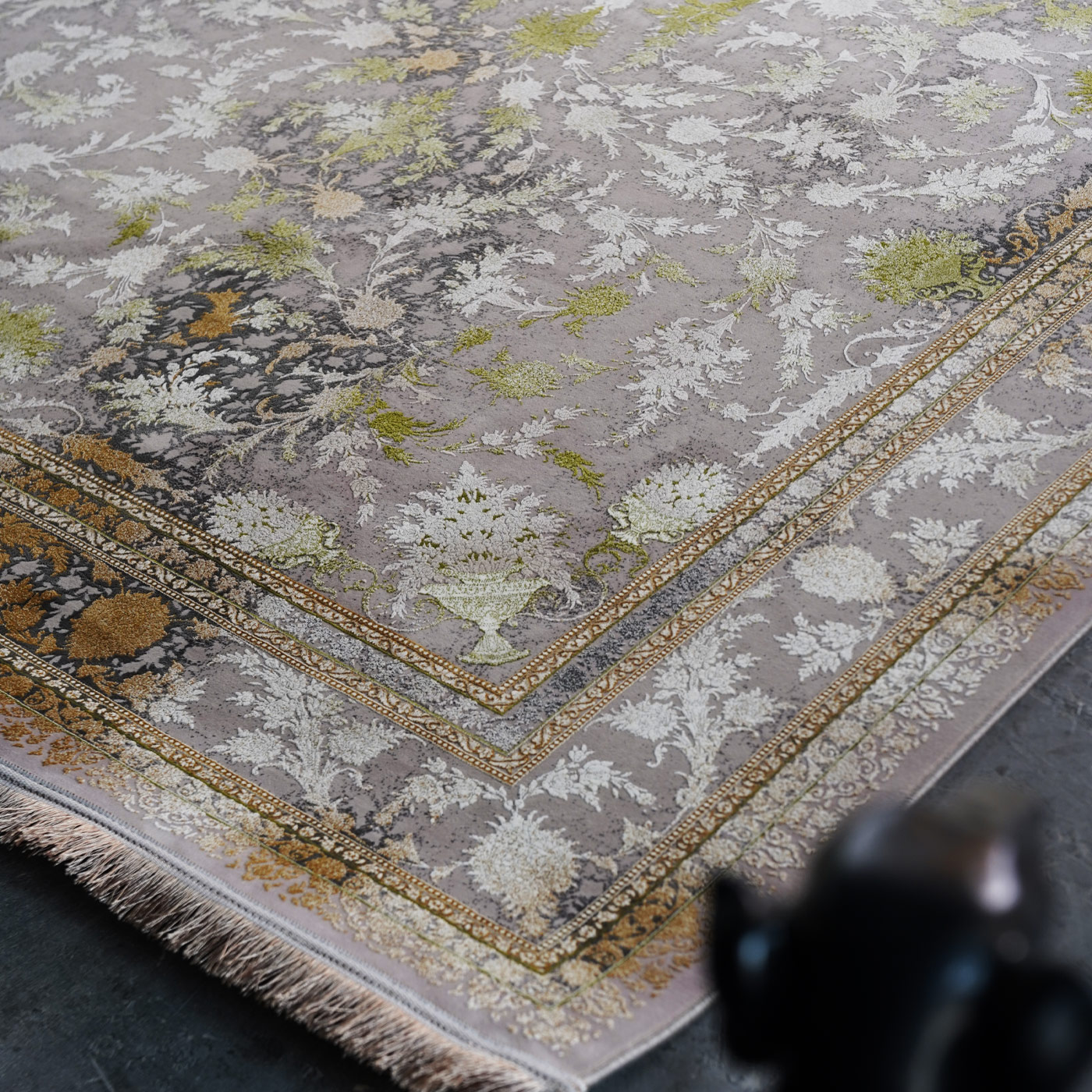 فرش ماشینی 1500 شانه تراکم 4500 برجسته طرح سولان یاسی