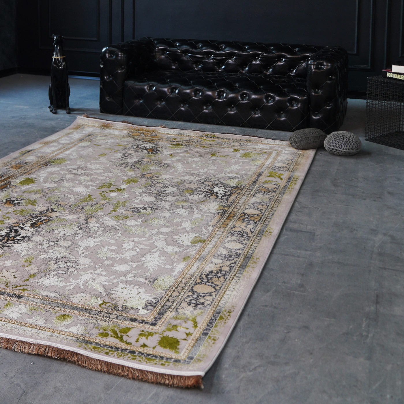 فرش ماشینی 1500 شانه تراکم 4500 برجسته طرح سولان یاسی