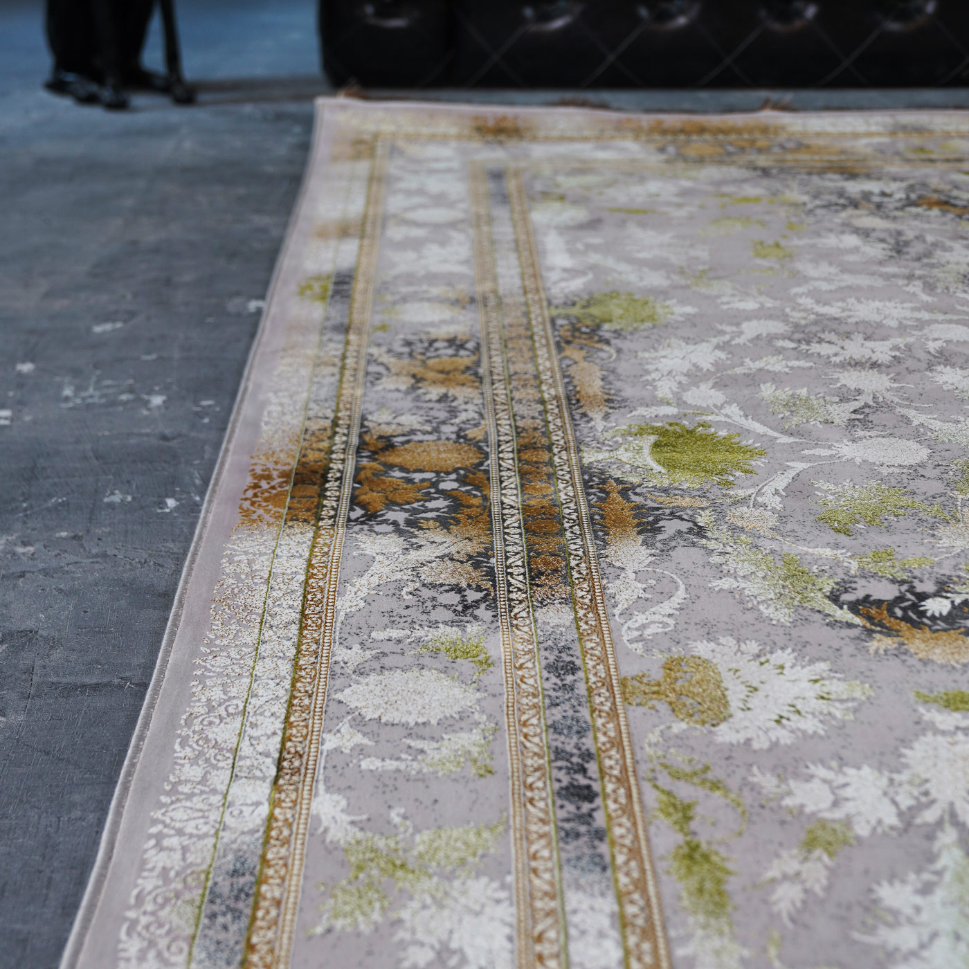 فرش ماشینی 1500 شانه تراکم 4500 برجسته طرح سولان یاسی