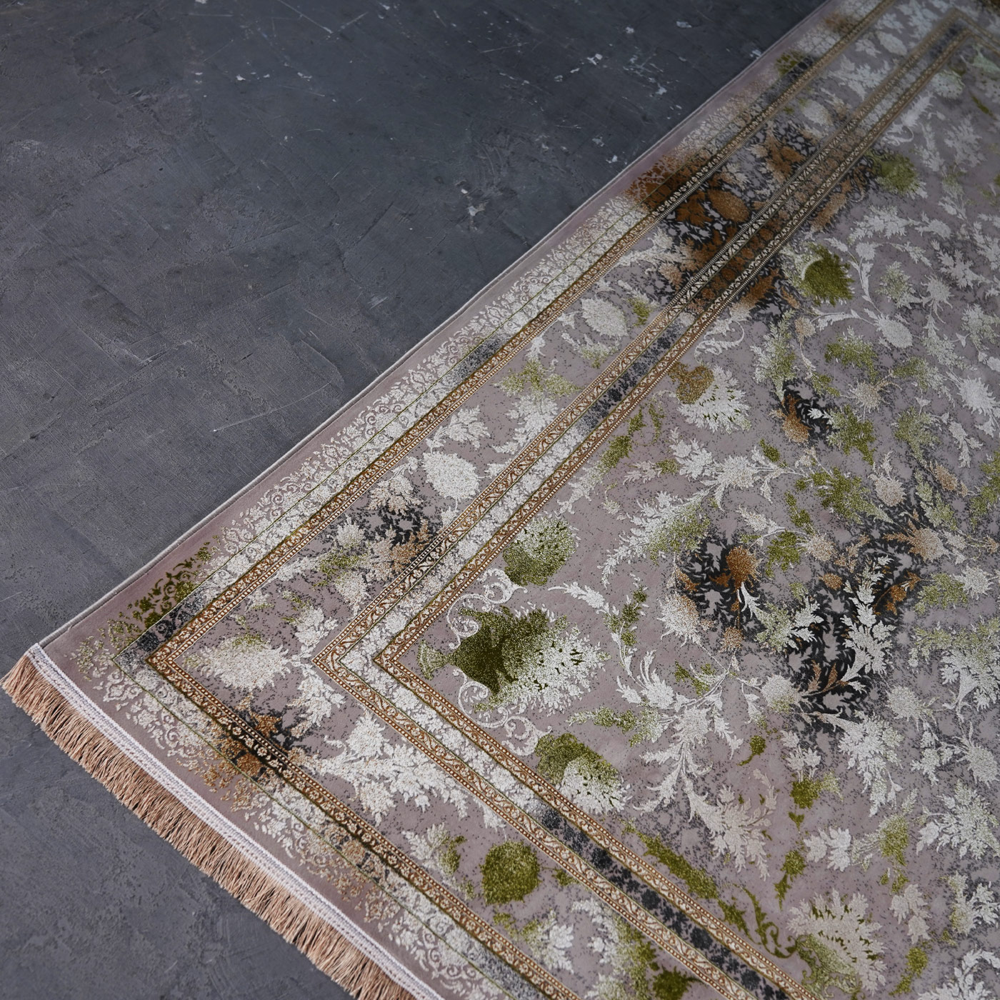 فرش ماشینی 1500 شانه تراکم 4500 برجسته طرح سولان یاسی