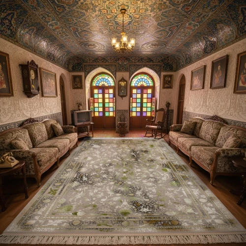 فرش ماشینی 1500 شانه تراکم 4500 برجسته طرح سولان یاسی