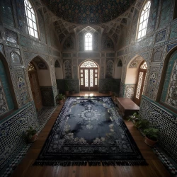 السجاد الآلي ٧٠٠ عقدة بكثافة ٢٥٥٠ تصميم ٣٠٩ أخضر أزرق داكن - بازار راج - سجادة 700 عقدة عرضية