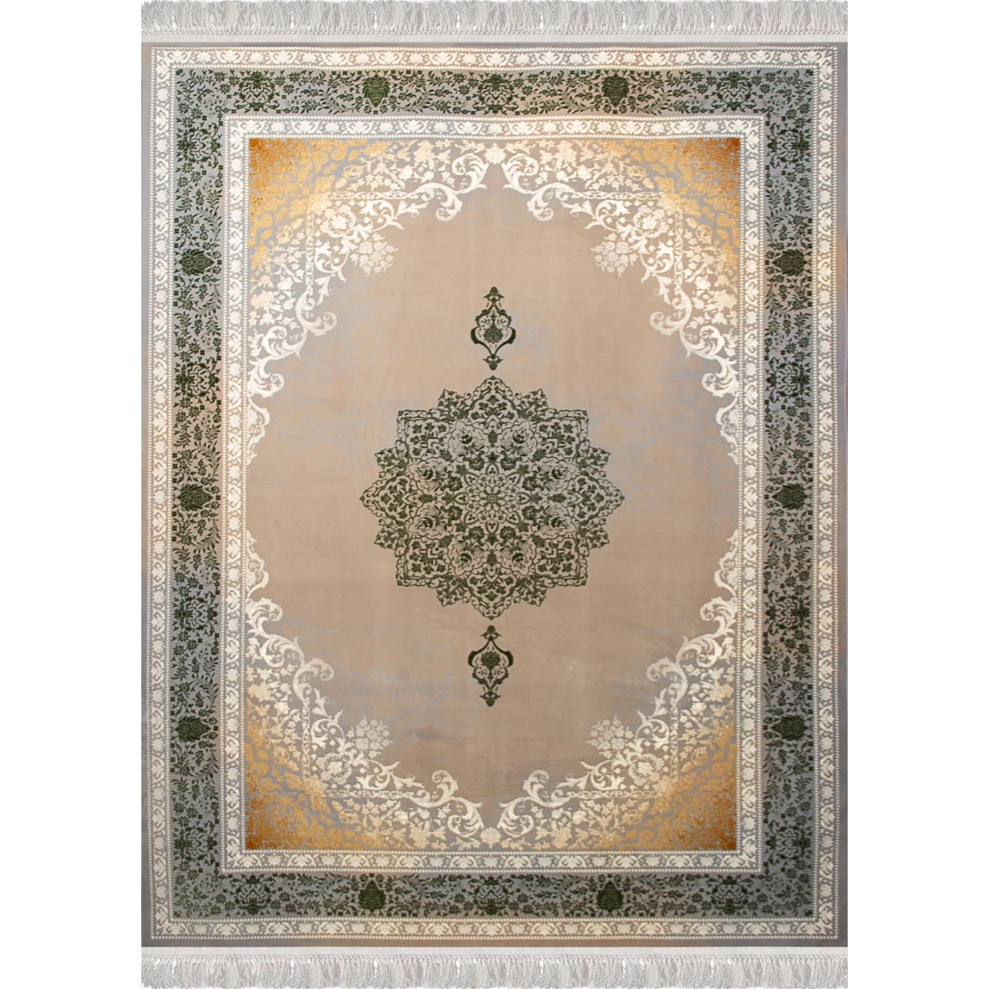 فرش ماشینی 700 شانه تراکم 2550 طرح 311 سبز ترمه ای