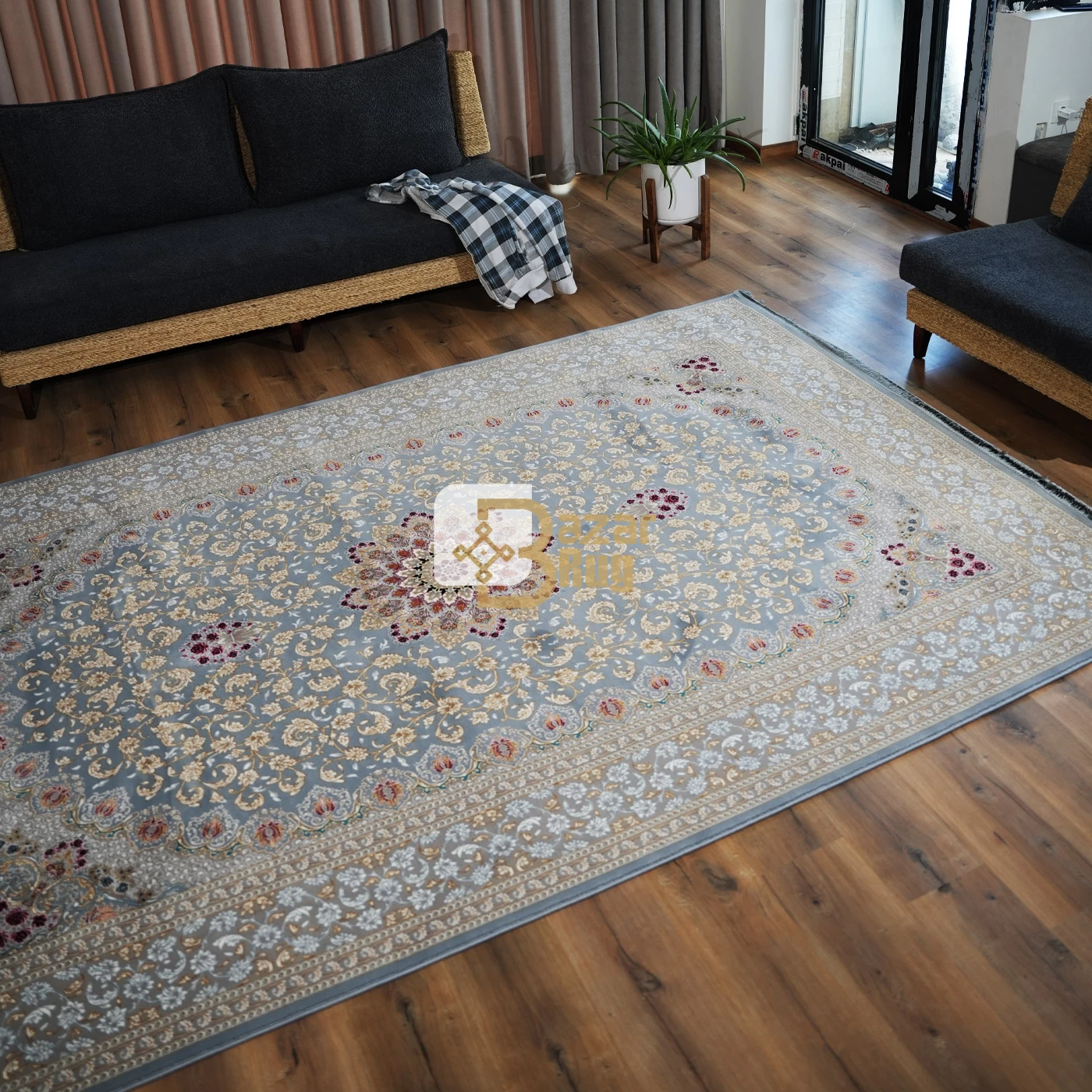 فرش ماشینی 700 شانه تراکم 2550 طرح آماندا دودی