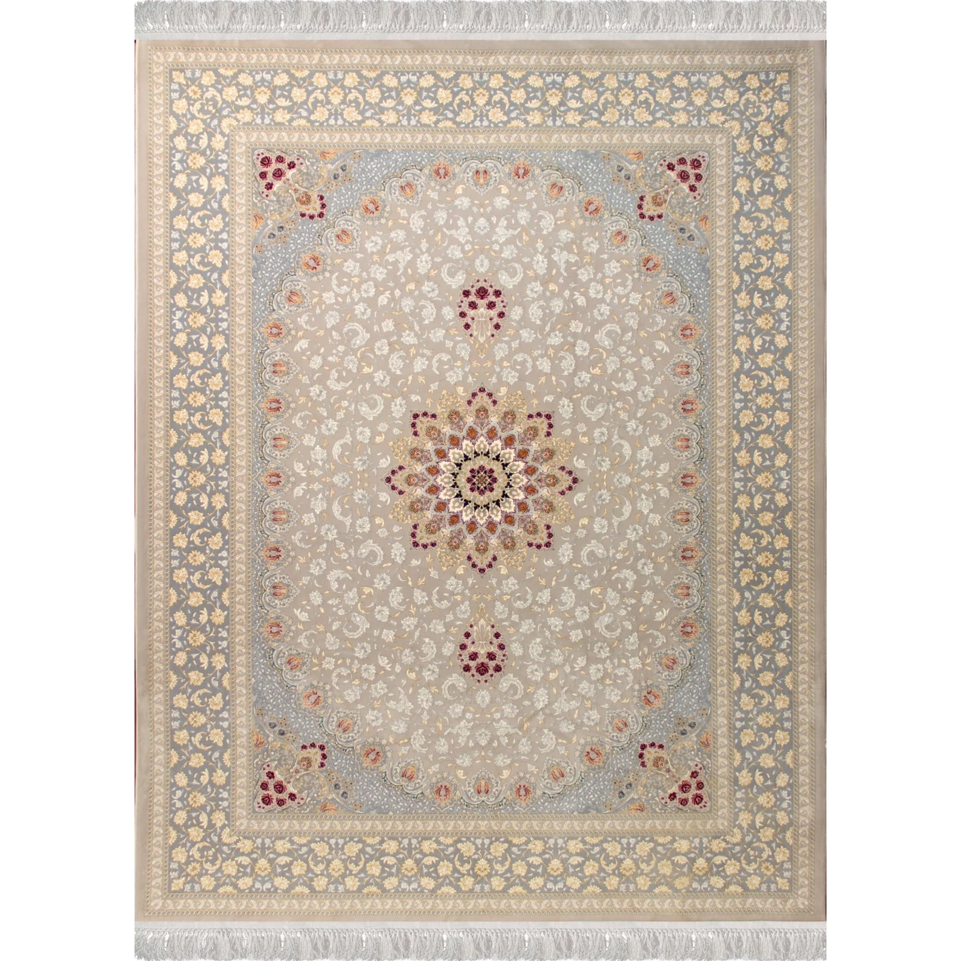 فرش ماشینی ۷۰۰ شانه تراکم ۲۵۵۰ طرح آماندا ترمه ای