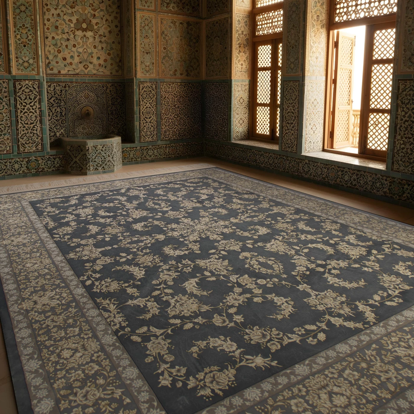 فرش ماشینی ۷۰۰ شانه تراکم ۲۵۵۰ طرح آنا دودی