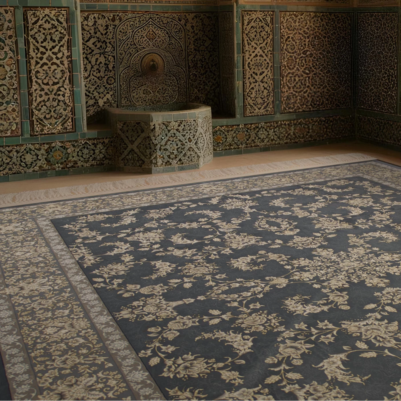 فرش ماشینی ۷۰۰ شانه تراکم ۲۵۵۰ طرح آنا دودی