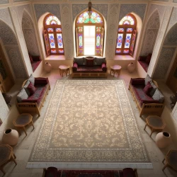 فرش ماشینی ۷۰۰ شانه تراکم ۲۵۵۰ طرح آنا  ترمه ای - بازارفرش - فرش 700 شانه