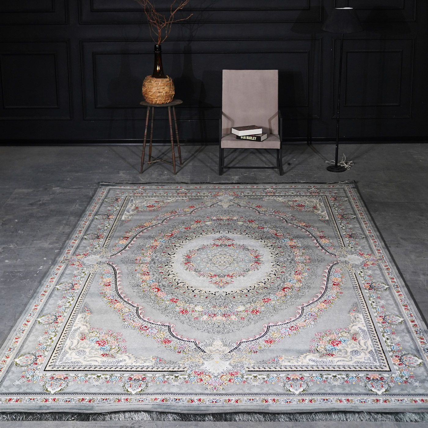 فرش ماشینی 700 شانه تراکم 2550 طرح ارمغان نقره ای