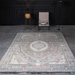 فرش ماشینی 700 شانه تراکم 2550 طرح ارمغان نقره ای - بازارفرش - فرش 700 شانه